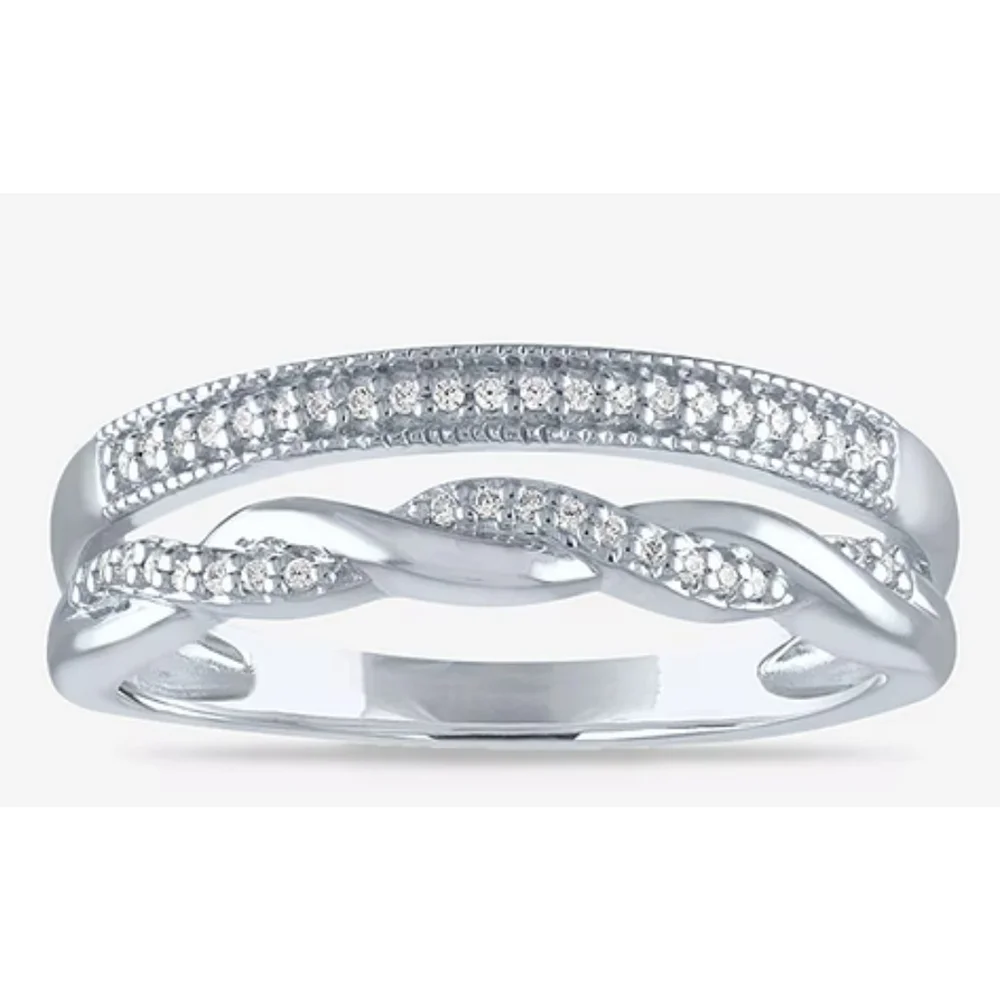 Women Genuine Diamond Sterling Silver Band Size 7